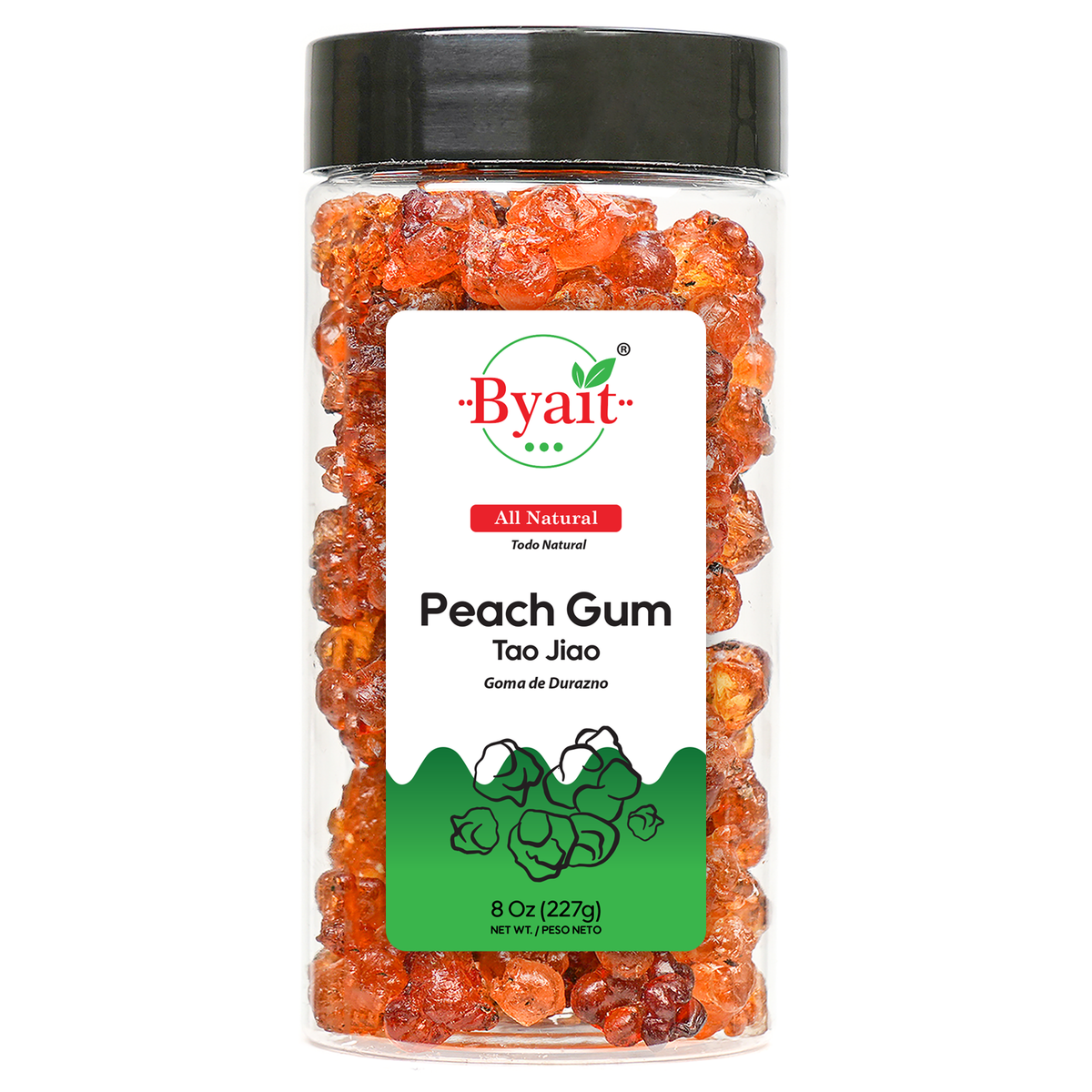 Byait Wild Peach Gum 8 Oz, Approx. 75 Pieces, 桃胶 Tao Jiao
