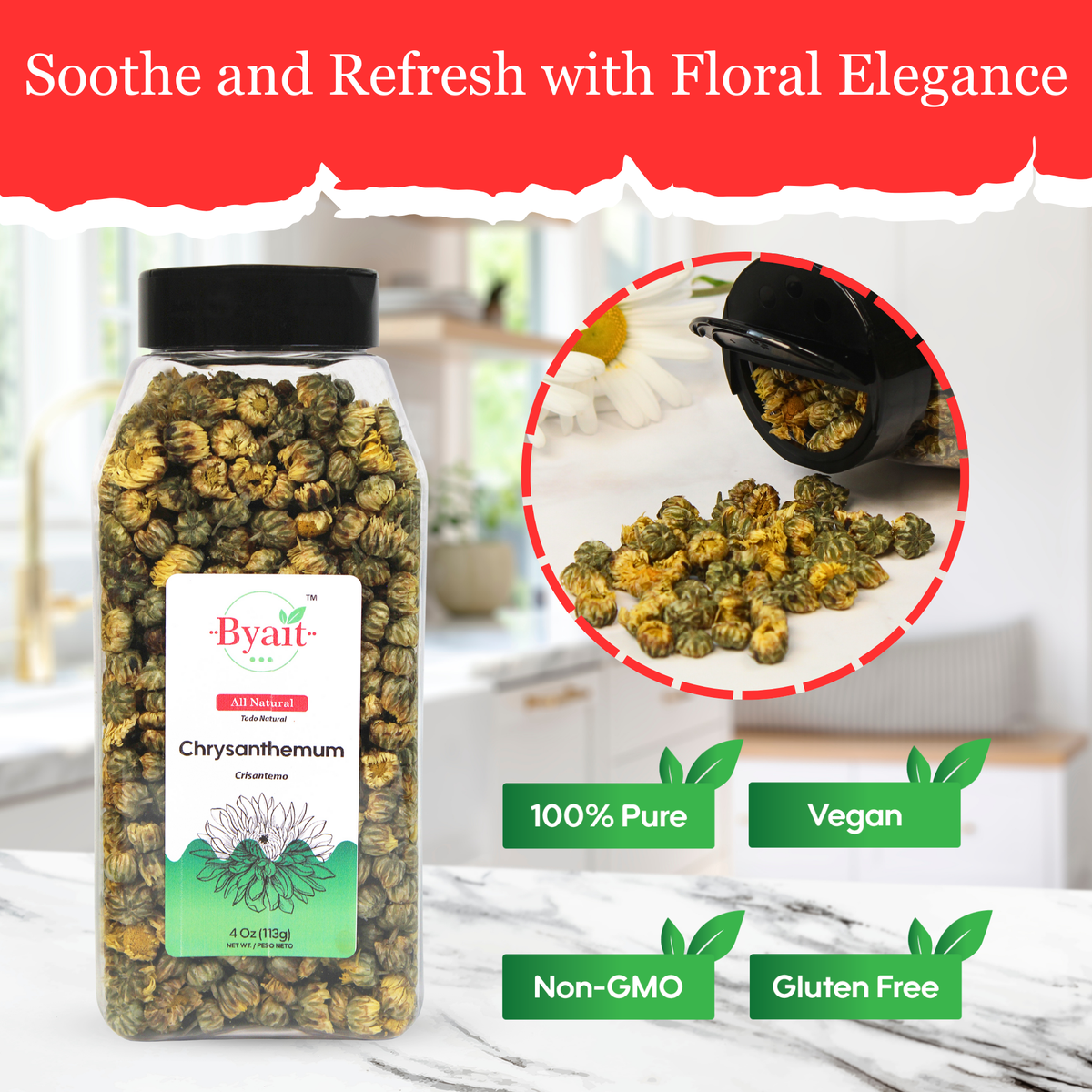 Byait Chrysanthemum Buds 4 Oz, Premium Tai Ju Flowers