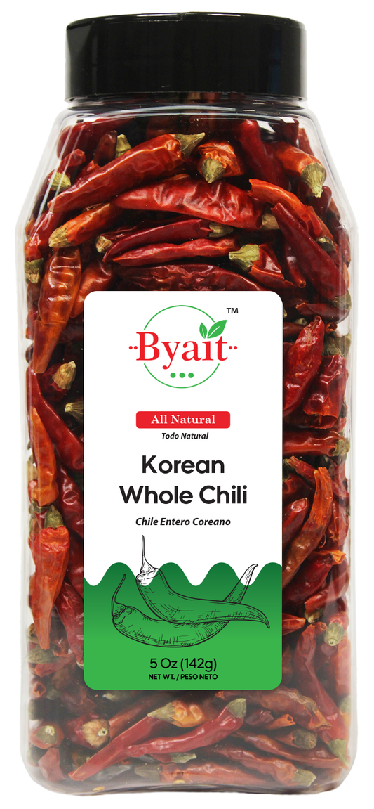 Byait Korean Whole Chili Peppers 5 Oz, Jeonche Gochu